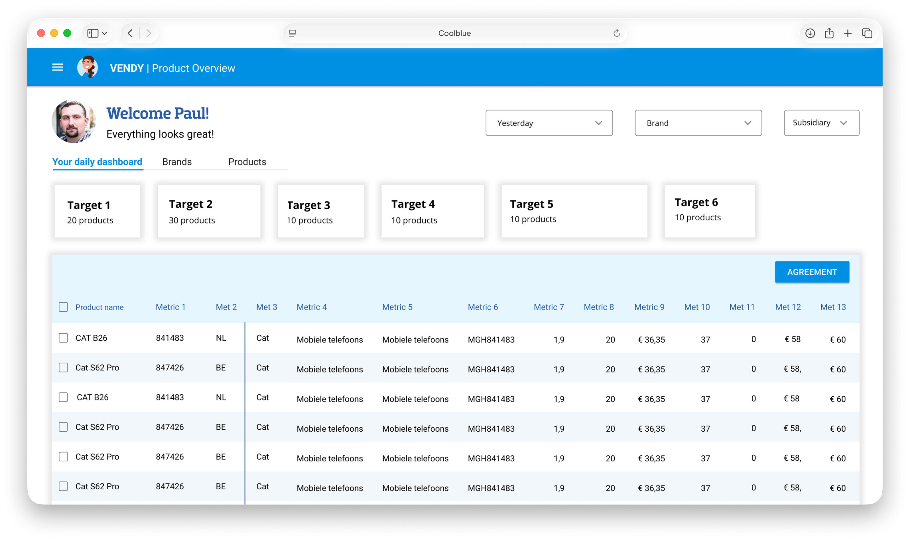 VENDY internal product overview showing a dashboard for Buyers and Vendors