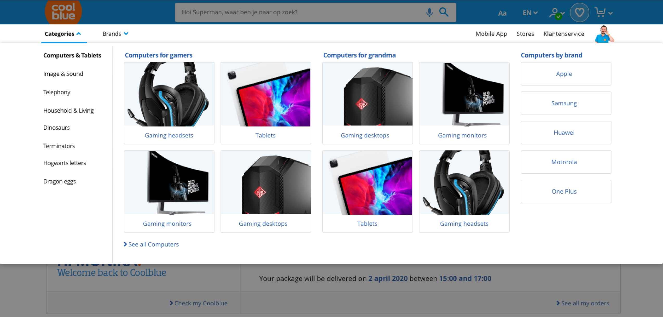 Coolblue design vision showing visual navigation