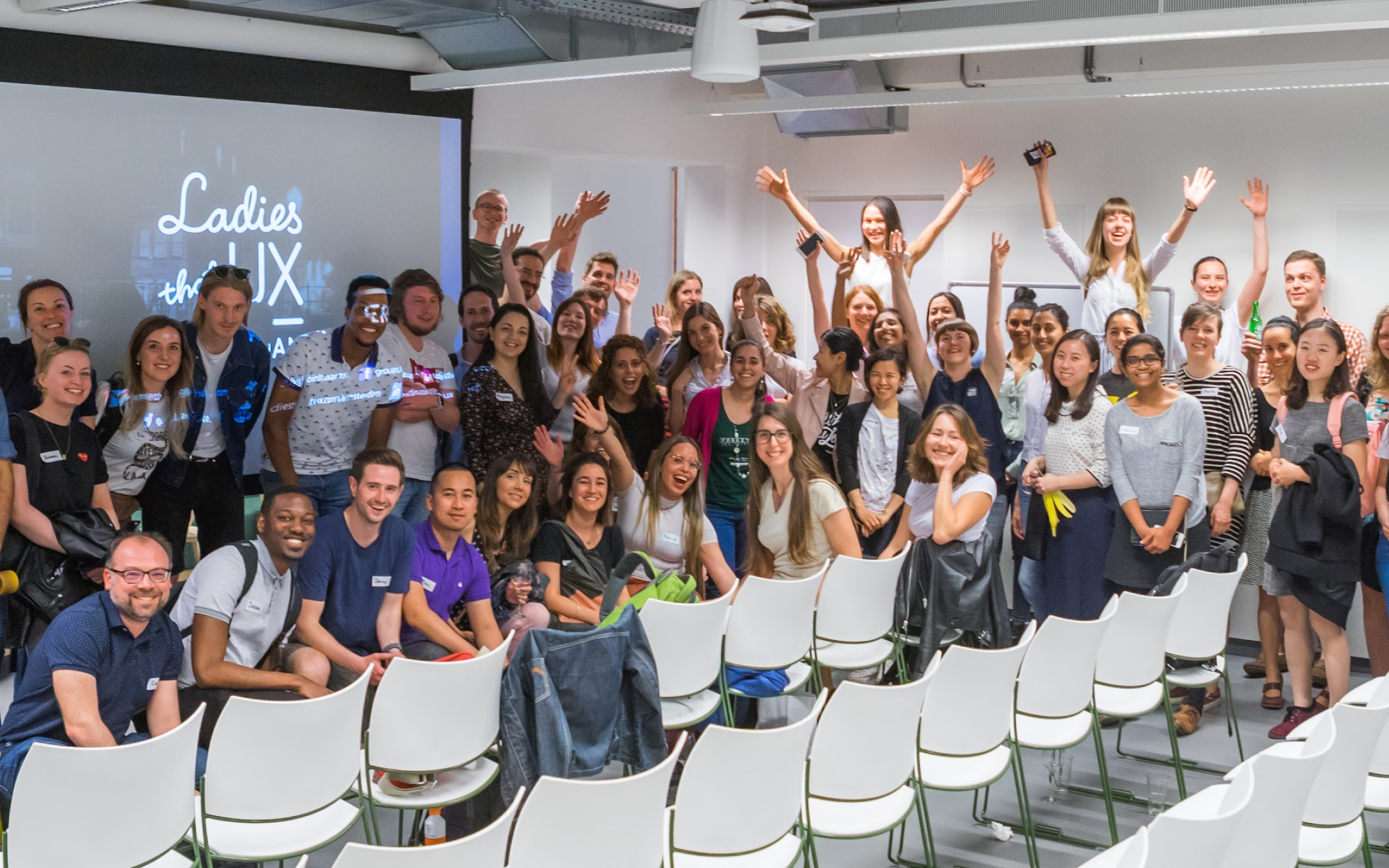 Ladies that UX Amsterdam community gathered at an event