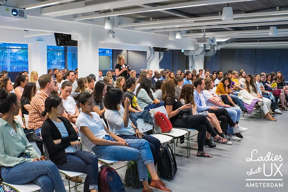 Ladies that UX Amsterdam audience gathered for a community talk